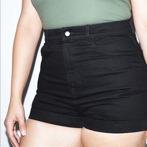 American Apparel High Waist Denim Cuff Shorts